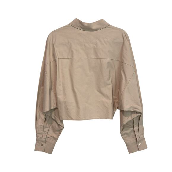 Forever 21 Utility Button Up Shirt Neutral Minimalist Cotton L - Picture 2 of 6